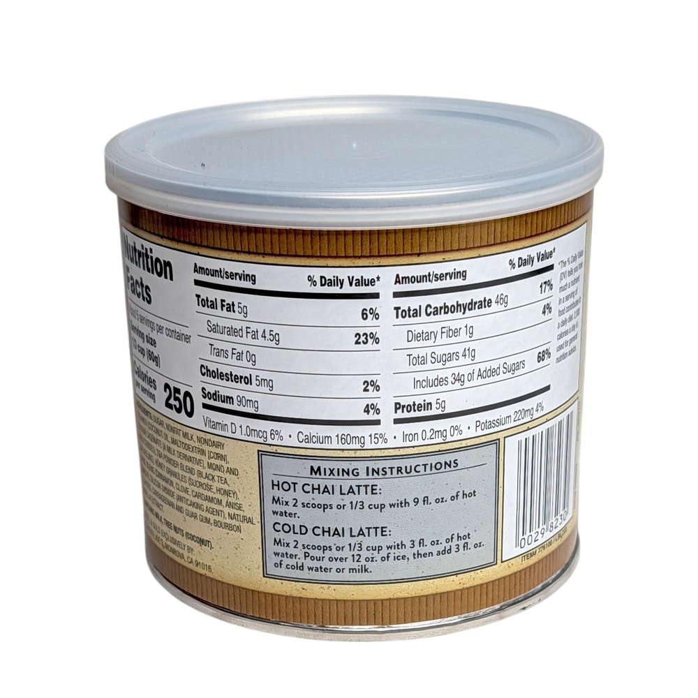 Trader Joes Spicy Chai Tea Latte Mix 10 oz Canister Lot of 2 Hot‎ or Cold Drink - Picture 2 of 4